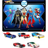 Hot Wheels DC Toy Character Car 5-Pack in 1:64 Scale: Superman, Batman, Wonder Woman, The Joker GT & Harley Quinn