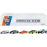 Hot Wheels Premium Car Culture American Scene Toy Vehicles, 5-Pack of 1:64 Scale American-Made Models, Real Riders Tires, Metal/Metal Body & Chassis