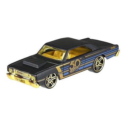  New 1:64 Hot Wheels 50th Anniversary Black & Gold Collection - Bone Shaker, Twin Mill, Rodger Dodger, Dodge Dart, Impala & Ford Ranchero Set of 6pcs Diecast Model Car By HotWheels