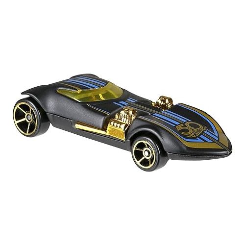  New 1:64 Hot Wheels 50th Anniversary Black & Gold Collection - Bone Shaker, Twin Mill, Rodger Dodger, Dodge Dart, Impala & Ford Ranchero Set of 6pcs Diecast Model Car By HotWheels