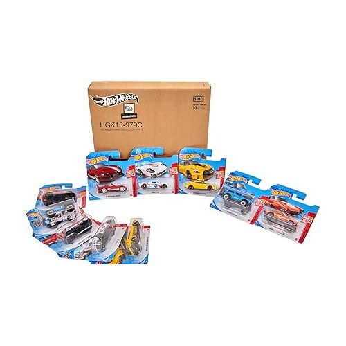 Hot Wheels Amazon 10-Pack Mini Collection of Toy Cars, 1:64 Scale Vehicles, Different Themes, Authentic Decos, Gift for Collectors & Kids 3 Years Old & Up