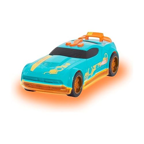  Hot Wheels Glow Riders 3-Pack Set, Red Teal and Yellow Toy Cars with Lights and Sounds, Kids Toys for Ages 6 Up by Just Play