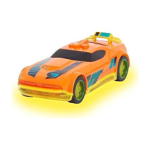  Hot Wheels Glow Riders 3-Pack Set, Red Teal and Yellow Toy Cars with Lights and Sounds, Kids Toys for Ages 6 Up by Just Play