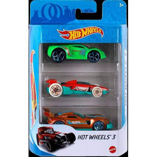  Hot Wheels 3 Car Pack, Multipack of 3 Hot Wheels Vehicles, Instant Starter Set, Collection of 1:64 Scale Toy Sports Cars, Rolling Wheels, For Kids 3 Years & Up