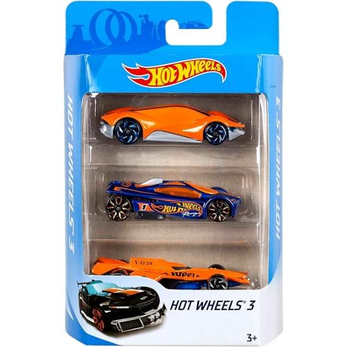  Hot Wheels 3 Car Pack, Multipack of 3 Hot Wheels Vehicles, Instant Starter Set, Collection of 1:64 Scale Toy Sports Cars, Rolling Wheels, For Kids 3 Years & Up