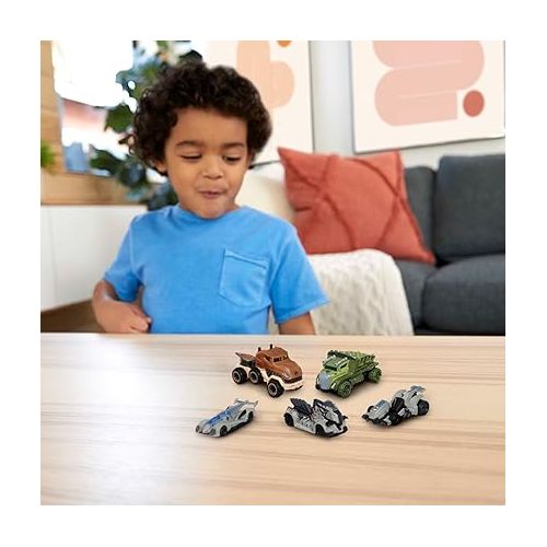  Hot Wheels Jurassic World Dominion Toy Character Cars 5-Pack in 1:64 Scale: Beta, Giganotosaurus, T-Rex, Triceratops & Velociraptor