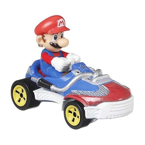  Hot Wheels Mario Kart Toy Vehicle 4-Pack, Collectible Set of 4 Fan-Favorite Characters Includes First-Appearance Orange Shy Guy