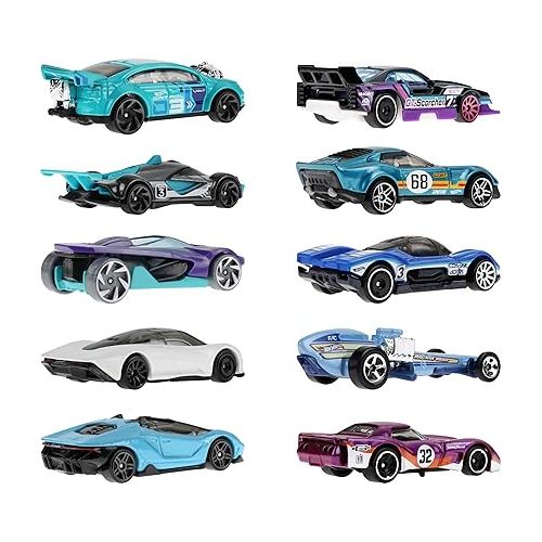  Hot Wheels Toy Cars, 10-Pack of Race Cars, Includes 1:64 Scale Corvette, Lamborghini, McLaren & Hot Wheels Originals (Amazon Exclusive)