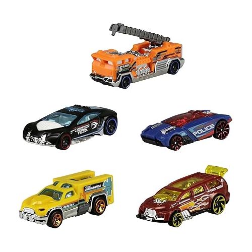  Hot Wheels 5-Car Pack of 1:64 Scale Vehicles, Gift for Collectors & Kids Ages 3 Years Old & Up