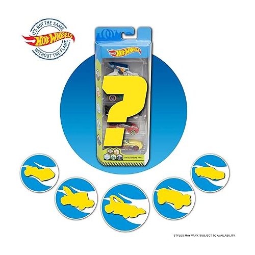  Hot Wheels 5-Car Pack of 1:64 Scale Vehicles, Gift for Collectors & Kids Ages 3 Years Old & Up