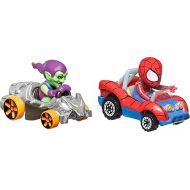 Hot Wheels RacerVerse Toy Cars 2-Pack, Set of 2 Die-Cast Vehicles with Character Driver, Optimized for Track Performance : Spider Man & Green Goblin