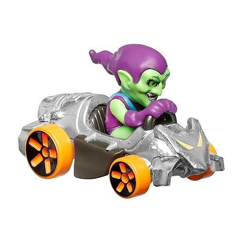  Hot Wheels RacerVerse Toy Cars 2-Pack, Set of 2 Die-Cast Vehicles with Character Driver, Optimized for Track Performance : Spider Man & Green Goblin