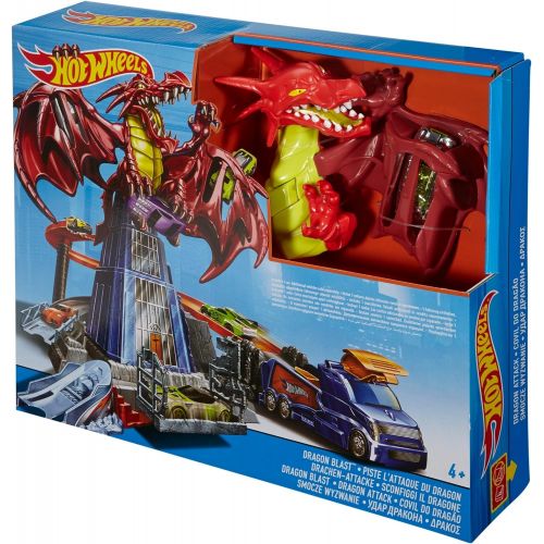  Hot Wheels Dragon Blast Play Set with Launcher for Heroic Action