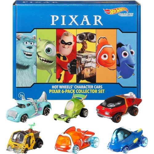  Hot Wheels Character Cars 6 Pack: Disney and Pixar, 6 1:64 Vehicles for Collectors and Kids 3 Years Old & Up [Amazon Exclusive] , Blue