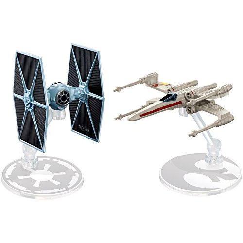  Hot Wheels Star Wars Rogue One Tie Fighter Blue vs. X-Wing Red 2 Wings Open Vehicle (2 Pack)