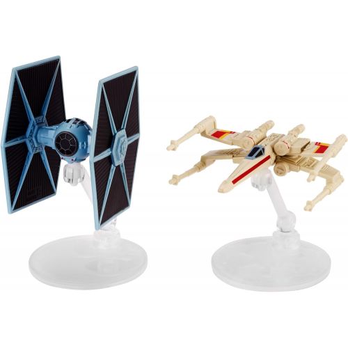  Hot Wheels Star Wars Rogue One Tie Fighter Blue vs. X-Wing Red 2 Wings Open Vehicle (2 Pack)