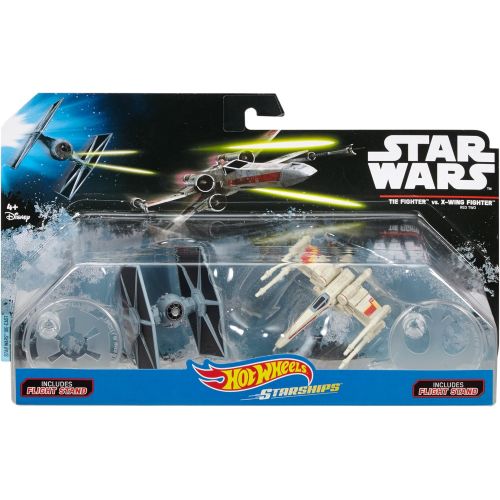  Hot Wheels Star Wars Rogue One Tie Fighter Blue vs. X-Wing Red 2 Wings Open Vehicle (2 Pack)