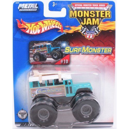  Hot Wheels 2002 HW Monster Jam Surf Monster Monster Truck #10 Die-Cast Monster Truck 1:64 Scale