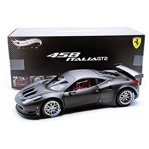  Hot wheels BCK09 Ferrari 458 Italia GT2 Matt Black Elite Edition 1/18 Diecast Car Model by Hotwheels