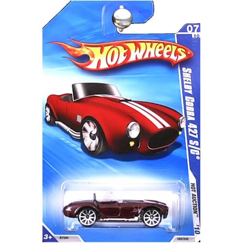  Hot Wheels 2010 Hot Auction Shelby Cobra 427 S/C SC Dark Red with White Stripes