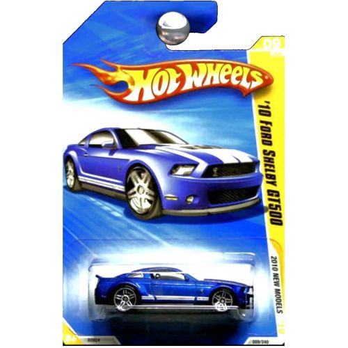  Hot Wheels 2010 New Models 2010 Ford Shelby GT500 Mustang GT-500 Blue with White Stripes