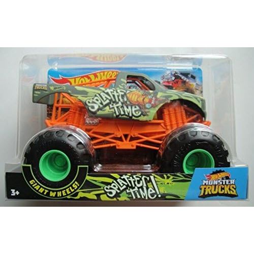  Hot Wheels MONSTER JAM 1:24 SCALE, 2018 RELEASE GREEN SPLATTER TIME WITH GIANT WHEELS