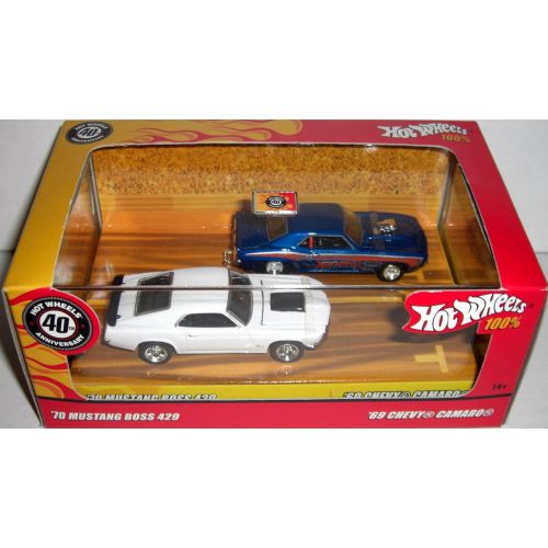  Hot Wheels 40th Anniversary Motown Metal 70 Mustang Boss 429 & 69 Chevy Camaro 1:64 Scale Collectible Die Cast Cars