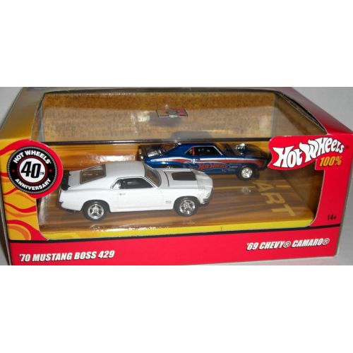  Hot Wheels 40th Anniversary Motown Metal 70 Mustang Boss 429 & 69 Chevy Camaro 1:64 Scale Collectible Die Cast Cars