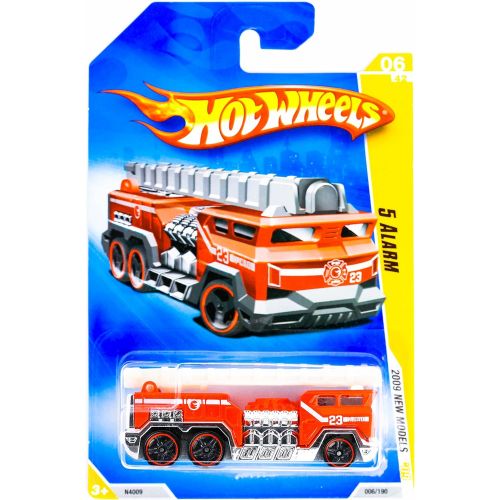  Hot Wheels 2009 New Models 5 Alarm Red Fire Truck Engine with Ladder