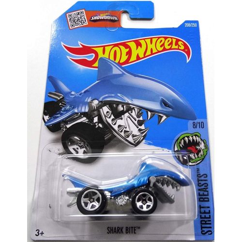  Hot Wheels 2016 Shark Bite Street Beasts Blue 208/250, Long Card by Mattel