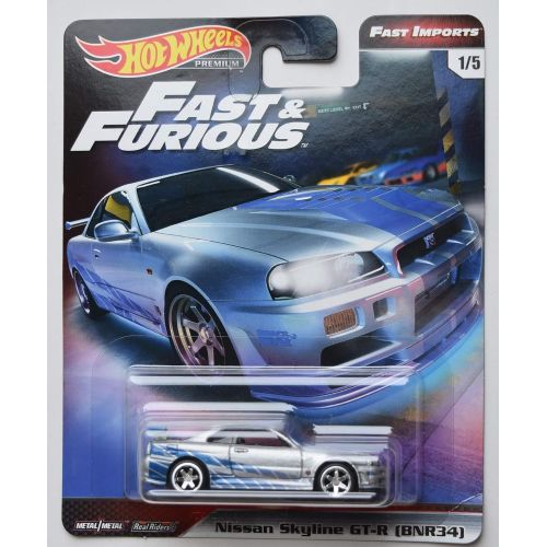  HOT Wheels Fast & Furious Premium Fast Imports, Silver Nissan Skyline GT-R 1/5