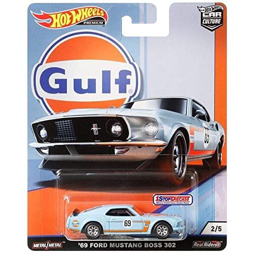  Hot Wheels Car Culture Gulf Oil Series 2/5 - 69 Ford Mustang Boss 302 - Real Rides Have Real Rubber Tires! Great Collectors Item!