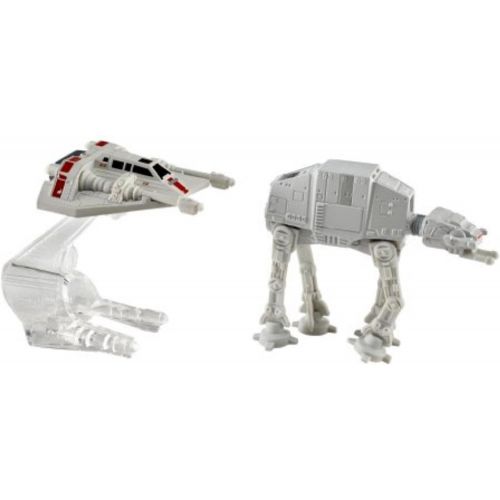  Hot Wheels Star Wars Starship 2-Pack, Snowspeeder (Orange) vs. AT-AT