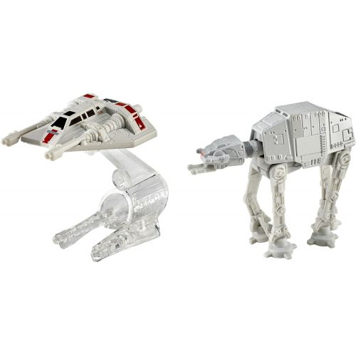  Hot Wheels Star Wars Starship 2-Pack, Snowspeeder (Orange) vs. AT-AT