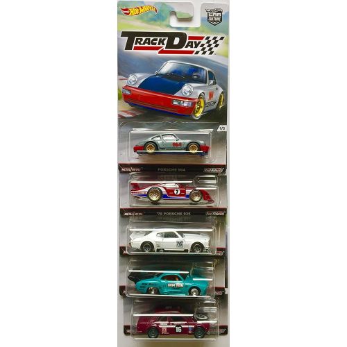  Hot Wheels Car Culture Track Day Set Of 5 Porsche 964, 78 Porsche 953, 70 Chevelle, Volkswagen Karmin Ghia, Datsun Bluebird 510