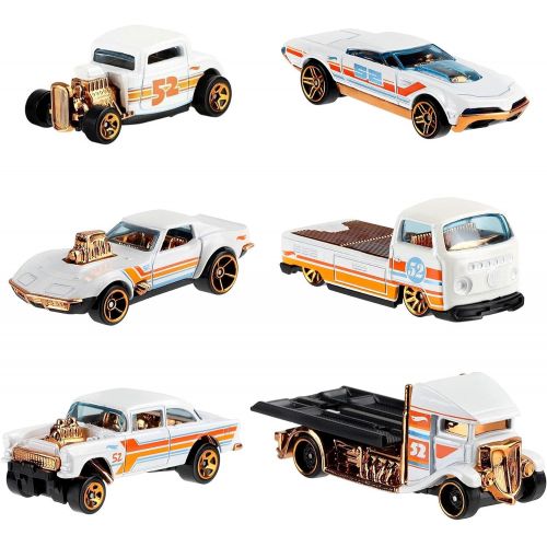  Hot Wheels 2020 Pearl and Chrome Exclusive Muscle Speeder, 32 Ford, Fast-Bed Hauler, 55 Chevy Bel Air Gasser, 68 Corvette Gas Monkey Garage, Volkswagen T2 Pickup - Complete Set of