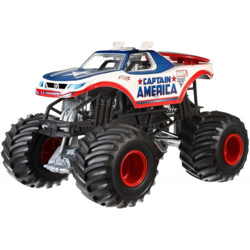  Hot Wheels Monster Jam 1:24 Die-Cast Captain America Vehicle