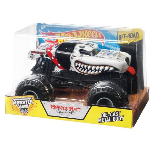  Hot Wheels Monster Jam Monster Mutt Dalmatian Die-Cast Vehicle, 1:24 Scale