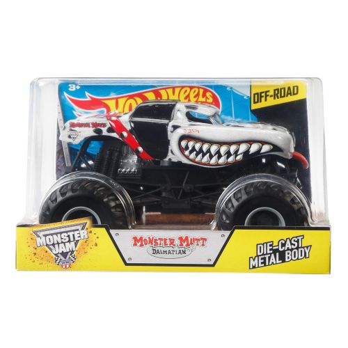  Hot Wheels Monster Jam Monster Mutt Dalmatian Die-Cast Vehicle, 1:24 Scale