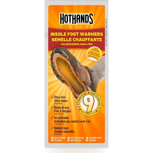  HotHands Insole Foot Warmers - Long Lasting Safe Natural Odorless Air Activated Warmers - Up to 9 Hours of Heat - 16 Pair , Black