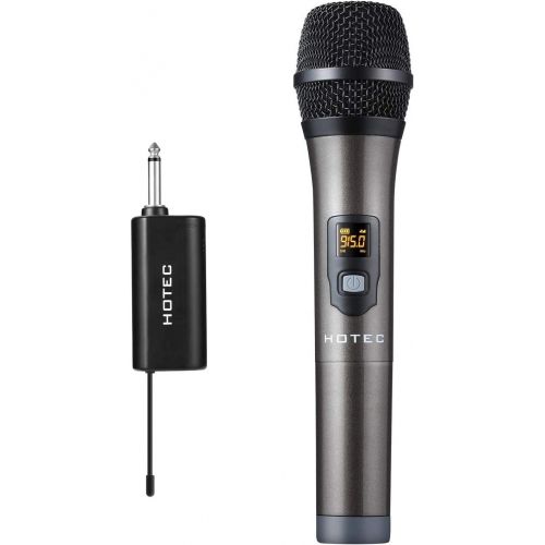  HOTEC UHF Wireless Dynamic Handheld Microphone with Rechargeable 1/4” Output Mini Portable Receiver for Live Performance Over PA, Mixer, Speaker (H-U06C)