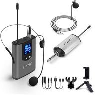 [아마존베스트]Hotec Wireless UHF Headset Radio Lavalier Lapel Microphone with Bodypack Transmitter and Mini Portable Receiver 1/4 Inch Output, Suitable for Live Performance, Compatible with Mobi