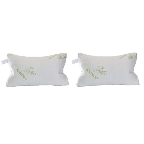  2 Hypoallergenic Bamboo Covered Memory Foam Queen Pillows with Carry Bag by Hotel Plush