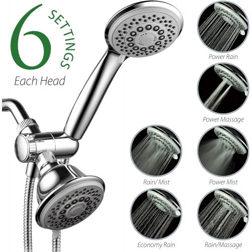  AquaStorm by HotelSpa 30-Setting SpiralFlo 3-Way HIGH PRESSURE Luxury Shower Head/Handheld Showerhead Combo with Water Saving Economy Mode/Chrome