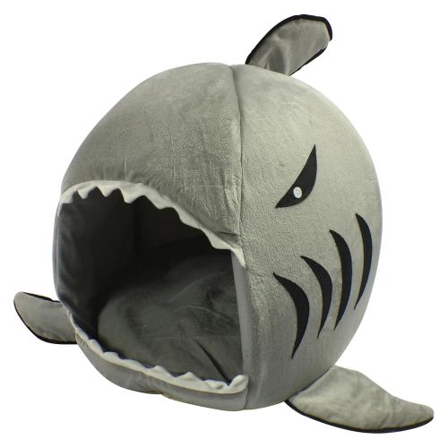  HotelPaw Shark Pet House with Removable Bed Cushion Mat for Dogs and Cats