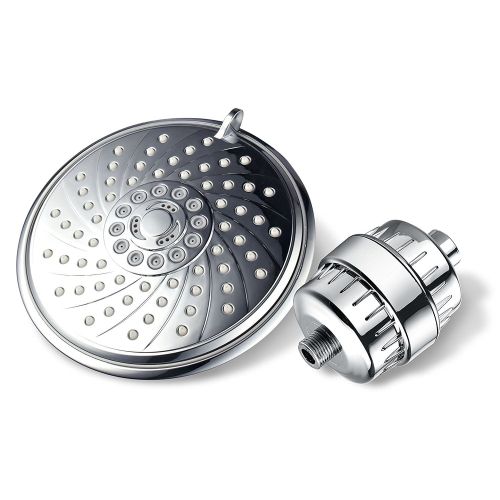  HotelSpa Ultra-Luxury 6-Setting 6-inch Rainfall Shower Head and Universal High-Performance Shower Filter with Reversible Dual-Chamber KDFGAC Cartridge