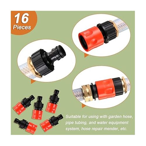  16 Pieces Garden Hose Quick Connector 3/4 Inch Plastic Water Hose Fittings Male and Female Connectors Hose End Adapters with 10 Pieces Rubber Gaskets