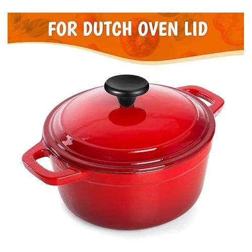  4 Sets Dutch Oven Knob Stainless Steel Replacement Knob Pot Lid Handle Compatible with Le Creuset, Aldi, Lodge and Other Enameled Cast-Iron Dutch Oven (Black)