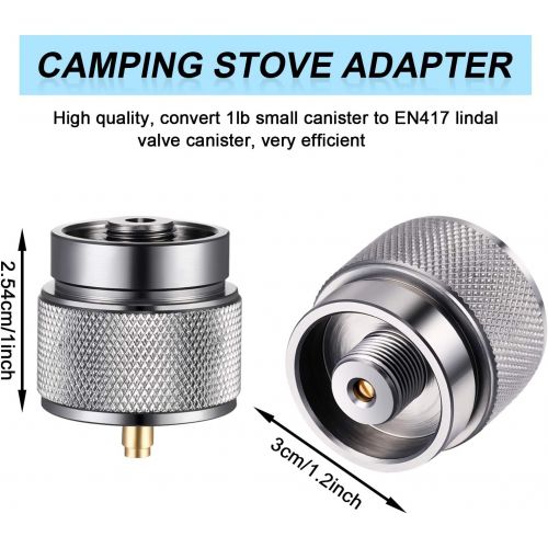  Hotop 2 Pieces Camping Stove Adapter 1 Lb Propane Small Tank Input EN417 Lindal Valve Output Outdoor Cylinder LPG Canister Adapter