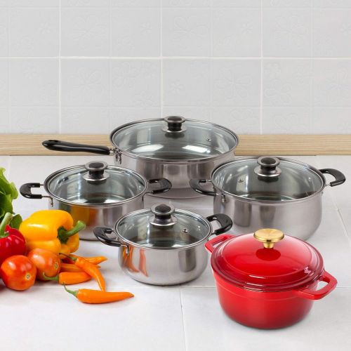  [아마존베스트]Hotop 4 Sets Dutch Oven Knob Stainless Steel Replacement Knob Pot Lid Handle Compatible with Le Creuset, Aldi, Lodge and other Enameled Cast-Iron Dutch Oven (Gold)